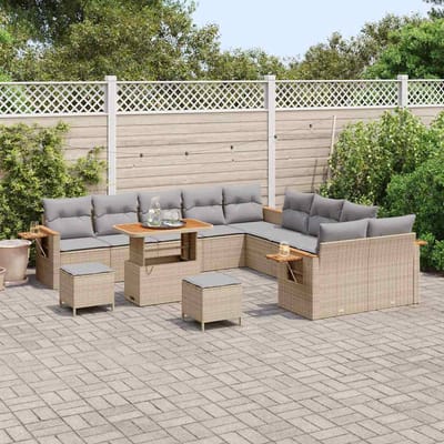 vidaXL - Tuinbank - Set - 17 - st - 10-Aantal - zitplaatsen - Beige - en - Lichtgrijs