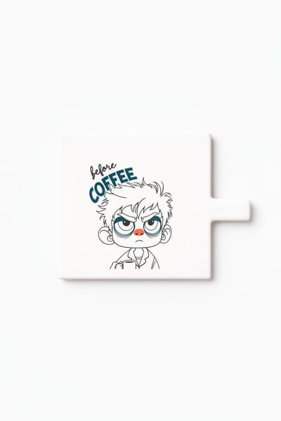Grappige Koffieliefhebber Keramische Tegel – “I Love Coffee” Chagrijnig Ochtendgezicht Decoratieve Cadeau Tegel voor Koffie Fans