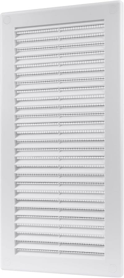 Rechthoekig Ventilatie Rooster 150x310 mm Wit - Vlakke Afdekking met Vliegengaas voor Badkamer en Kantoor