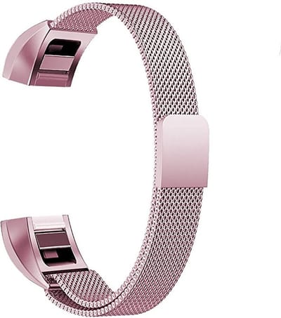 By Qubix - Compatible Fitbit bandje - Geschikt voor Fitbit Alta HR - Milanese bandje - Maat: Large - Rosé goud Smartwatch bandje