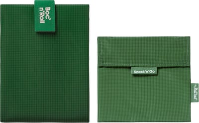 Boc’n’Roll - Snack'n'Go Voordeelset Active Groen - Herbruikbaar Boterhamzakje en Snackverpakking - Sluiting met klittenband - BPA-vrij - Waterdichte binnenlaag - Wasbaar tot 60°C