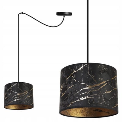 Light-Home Werona – Hanglamp – Zwart Metaal – Zwarte Kap met Goud – Hoogte Verstelbaar