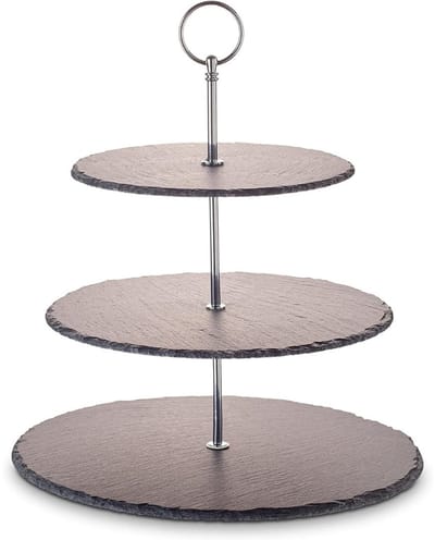 Aurixi® Serveertoren - Etagere - Tapasplank - Zilver - 35cm x 30cm x 30cm