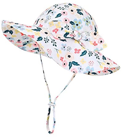 Zomerhoedje Babymeisjes - Strandhoed Bucket Hat - Bescherming Tegen Zon - UPF 50+ Zonwering - Extra Brede Rand - Effengekleurd