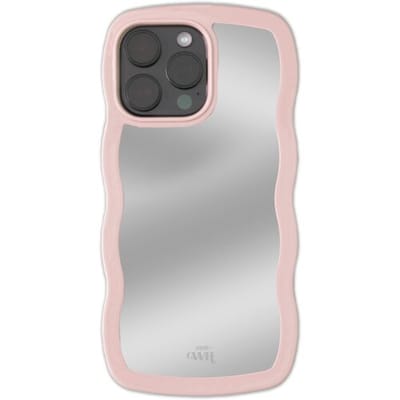 xoxo Wildhearts Wavy mirror case Pink telefoonhoesje - Geschikt voor iPhone 15 Pro Max - Golvend spiegelhoesje - Wolken hoesje - Schokbestendig - Cloud case - Silicone case met spiegel - Roze