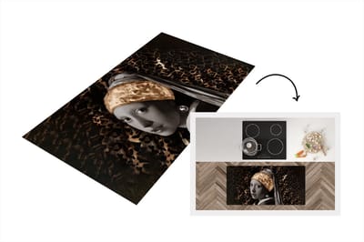 Keukenloper - Loper keuken - Meisje met de parel - Bruin - Design - 120x60 cm - Keukenloper vinyl