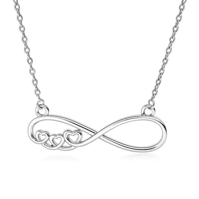 Zilveren infinity hart ketting – romantische zirkonia hanger voor dames – echt zilver