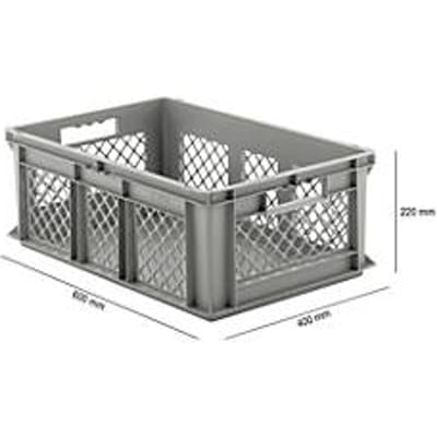 Eurobox serie EF 6221, van PP, inhoud 43,5 l, geperforeerde wanden, grijs, open handgreep