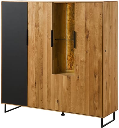 MASSIVMOEBEL24.DE wilde eik highboard blank massief hout 142x43x145 cm geolied deels gemonteerd LINDAU volledig massief #117