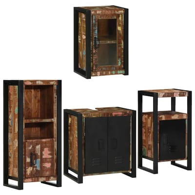 vidaXL - Badkamermeubel - Set - 4 - st - Multikleur - Massief - hergebruikt - hout