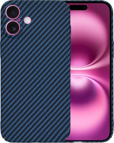 Hoesje geschikt voor Apple iPhone 16 Plus - Techsuit Carbonite FiberShell Carbon Back Cover - Blauw