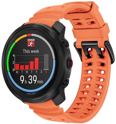 Siliconen bandje - geschikt voor Polar Vantage M / M2 / M3 / V3 / Grit X (Pro) / Grit X2 PRO - dubbele gesp - oranje