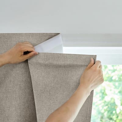 zelfklevende verduisterende gordijnen, 100% lichtdicht, zonder boren, eenvoudige installatie, thermogordijn, verduisteringsgordijn (lichte koffiebruin-H152 x B87 cm) 1-pack