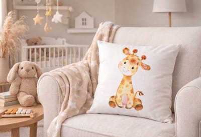 Velvet Baby Animals Collection kussenhoes - babykamer - kinderkamer - Giraffe - 45x45 cm