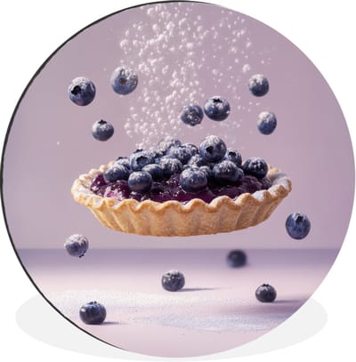 WallCircle - Wandcirkel - Muurcirkel - Eten - Taart - Bessen - Blauw - Aluminium - Dibond - 30x30 cm - Binnen en Buiten