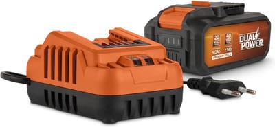 Dual Power batterij & lader set POWDP90640 - 2x20V, 5.0Ah, 2.5Ah batterij - voor 20V & 40V toestellen - 2A lader - voor 20V & 2x20V accu's - batterijplatform