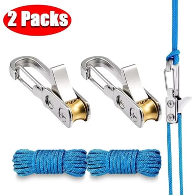 2/4 Stuks Touwspanner met Rol Touw Heavy Duty Metaal Buiten Backpacken Wandelen Bootvaren Kamperen Scheerlijn Touwspanner Spanner white