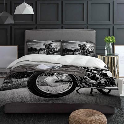 Motorfiets Op De Weg Vintage Dekbedovertrek Met Kussensloop Aangepaste 3-delige Beddengoedset Dekbedovertrek Tweepersoonsbed Hometextiel AU Single(140x210cm)