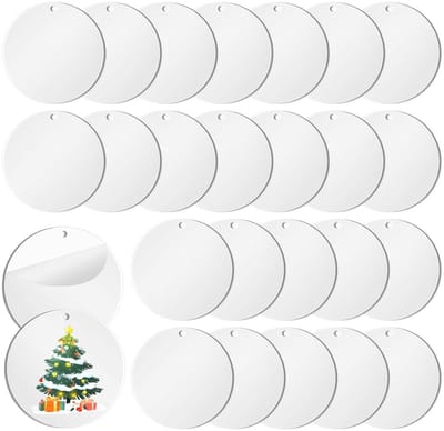 25 Stuks Ronde Acrylaat Schijven met Gat 10 cm Transparant en Beschermfolie, 2 mm Dikte, Perfect voor DIY, Schilderen en Feestdecoratie