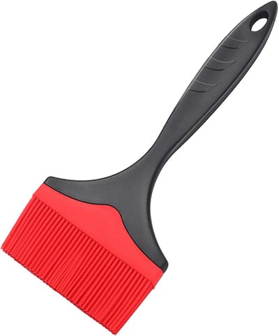 Extra grote siliconen gebakborstel - 10 cm extra brede siliconen rijgborstel om te grillen, hittebestendige borstels, oliebotersaus voor koken, bakken, barbecue, vaatwasmachinebestendig (rood 1 stuks)