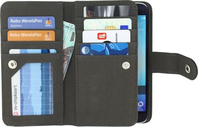 Mobilize Telefoonhoesje geschikt voor Samsung Galaxy S6 Hoesje | Mobilize All-In-One Wallet Bookcase Portemonnee | Pasjeshouder voor 7 Pasjes | Telefoonhoesje voor Pinpas / OV Kaart / Rijbewijs - Zwart