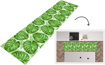 Keukenloper - Loper keuken - Monstera - Palmblad - Patronen - 200x50 cm - Keukenloper vinyl