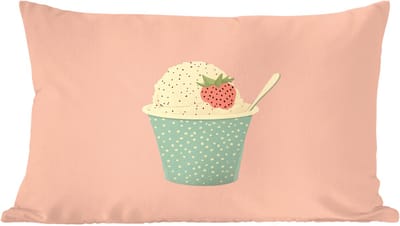 Sierkussens - Kussentjes Woonkamer - 60x40 cm - Bakje - Ijs - Aardbei - Roze