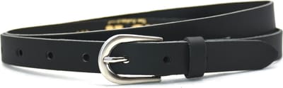 Dames Riem Leer Zwart - 2 cm Breed – Smalle Leren Dames Riem Zwart - Taillemaat 85