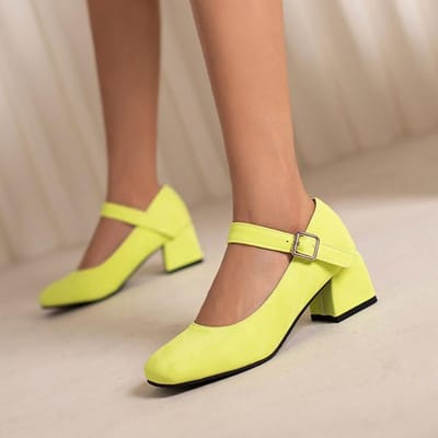 Grote Maten 44 45 46 ,Damesschoenen Nieuwe Pumps met Ronde Neus Hoge Hakken Voor Dames Werkschoenen Pumps Schoenen Voor Dames Blokhakken 46 yellow