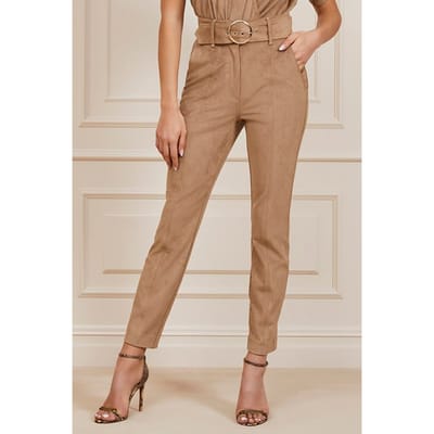 GUESS Marciano By  Kasia Pant Truffle Dust Leather Multi Maat: 36 | Leren broeken Outlet | Dames | Beige