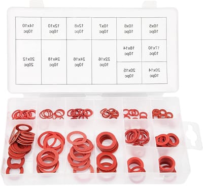 150 Stuks Isolatie Ringen Assortiment met 14 Maten, Rode Stalen Papieren Platte Ringen voor Industrieel Gebruik, Perfect voor Kantoor en Creatieve Projecten