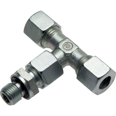 38S & G1-1/2'' Verzinkt Stalen T-stuk Snijringkoppeling Buitendraad 315bar Verstelbaar ISO 8434-1