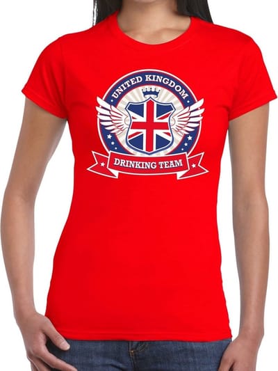 Rood United Kingdom drinking team t-shirt / t-shirt rood dames - Engeland kleding XS
