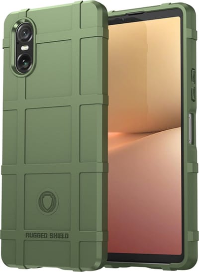 MobyDefend Hoesje - Geschikt voor Sony Xperia 10 VI - Rugged Shield TPU Backcover - Groen