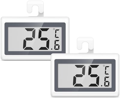 Digitale Koelkastthermometers - Vriezer Temperatuurmeter - Voedselkwaliteit Bewaken - Vorstalarm Functie - Set van 2 - Zwart