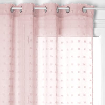 KopAtmosphera Gordijn Lelie voile Rose - Kant en klaar met ringen - Gordijn raambekleding - 140 x 240 cm