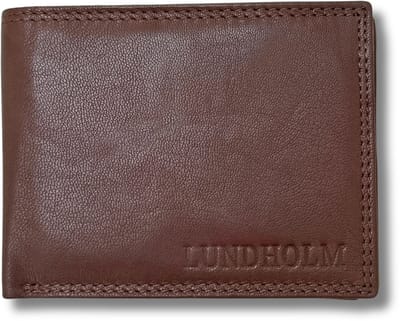 Lundholm RFID leren portemonnee heren leer bruin compact model zeer soepel leer - portemonnee RFID anti-skim - cadeau voor man