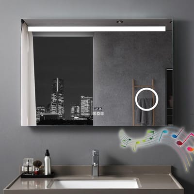 Grote LED Badkamerspiegel met Verlichting, Klok, Bluetooth en Anti-condens