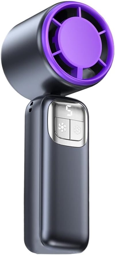 Draagbare Handventilator - 199 Snelheidsstanden - Ingebouwde Oplaadbare Batterij - Batterijduur 3-6 Uur - Stille Werking - USB Oplaadbaar - Kunststof Behuizing - Geschikt voor Binnen en Buiten - Ideaal voor Kantoor - Grijs