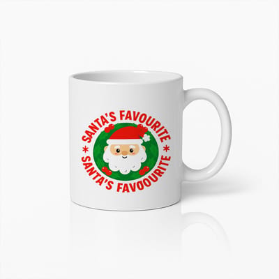 Santa’s Favourite Mok – 330ml Schattige Kerst Koffiemok met Kerstman Design – Perfect Feestdagen Cadeau voor Kinderen, Familie & Vrienden
