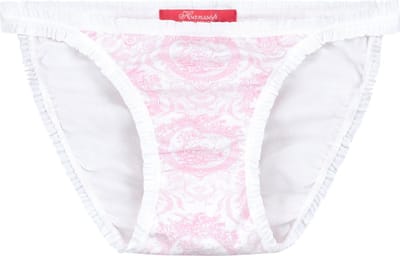 Exclusief Luxueus Kinder ondergoed Luxe mooie zacht roze Girly Tanga van Hanssop met fashionable elastische rand details en in een luxe exclusieve Hanssop Pink Toile design, Meisjes Tanga, zacht roze toile print, maat 152