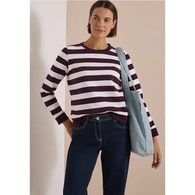 Sweatshirt met ronde hals en strepen