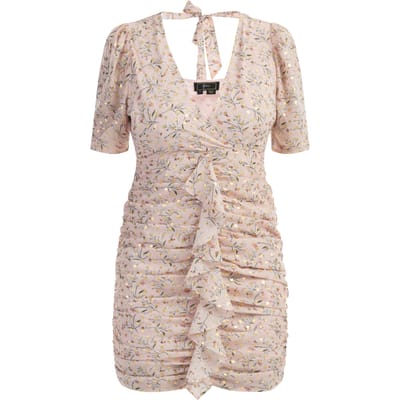 Faina Gedrapeerde jurk Dames Roze Veelkleurig