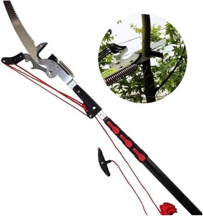 Telescopische Snoeizaag - Stokzaag Takkenzaag - Hoge Takken Snoeien - Lichtgewicht Aluminium - 5.4m - Rood