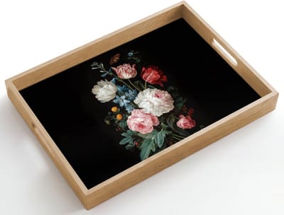 Dienblad hout 50x35 cm - Schootdienblad - Boeket - Kleurrijk - Klassiek - Borrelplank rechthoek - Plateau dienbladen