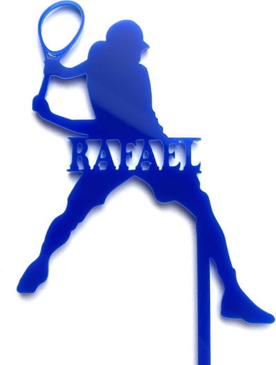 Cake topper | Taartdecoratie | Taart topper | gepersonaliseerd | naam | tennis | hxb 17x9 cm excl stokjes
