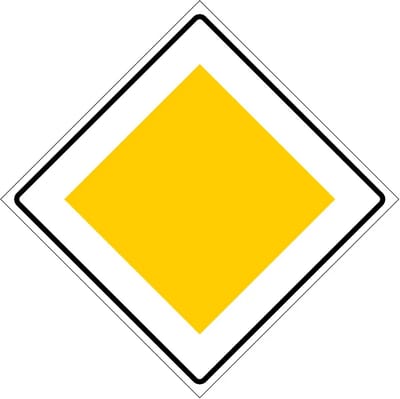 Voorrangsweg bord - B1 | gecoat dibond materiaal | 10 x 10 cm