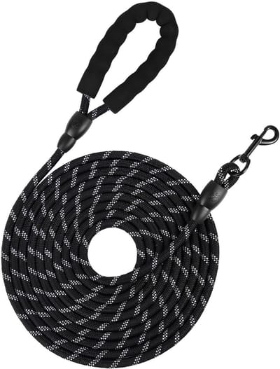 NTHProducts - Hondenlijn - 20 meter - Padded Handle - Zwart - Herinneringslijn - Geschikt voor kleine en grote honden