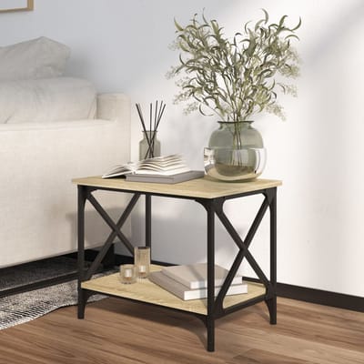 vidaXL - Bijzettafel - 55x38x45 - cm - bewerkt - hout - sonoma - eikenkleurig