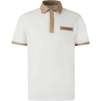 Moncler Kleurblok Logo Korte Mouw Polo Shirt Heren tops L10918A0001489A16034 L white